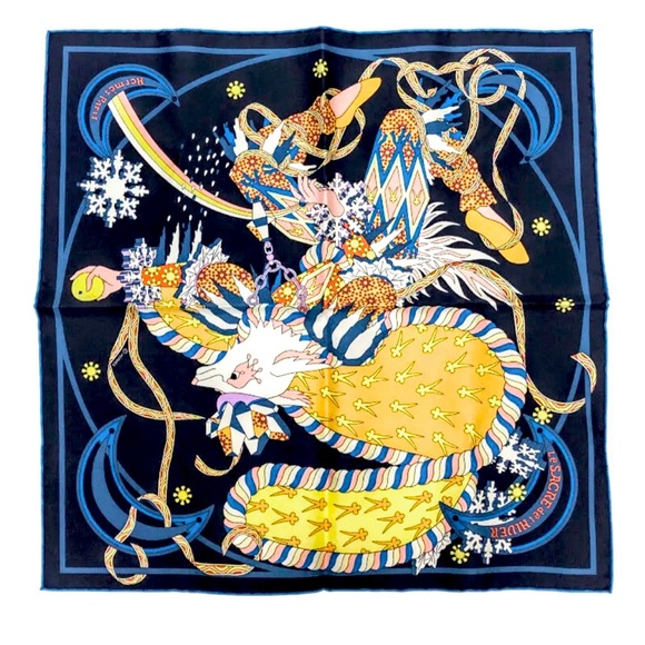 Authentic Hermes Silk Navy Scarf Unisex￼ - Picture 2 of 7